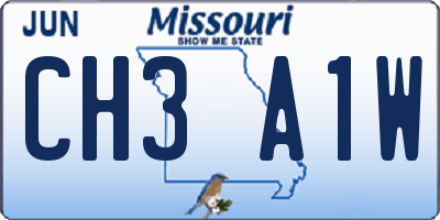 MO license plate CH3A1W