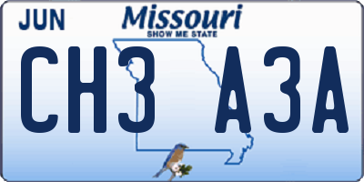 MO license plate CH3A3A