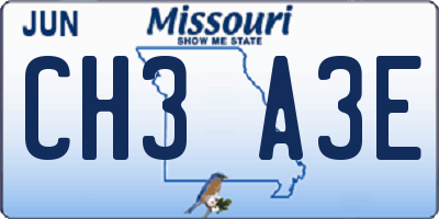 MO license plate CH3A3E
