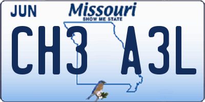 MO license plate CH3A3L