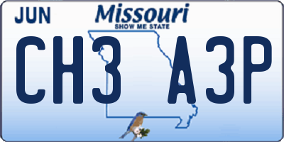 MO license plate CH3A3P
