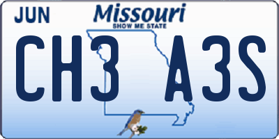 MO license plate CH3A3S
