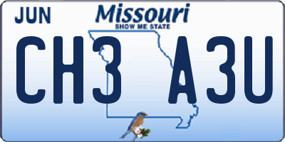 MO license plate CH3A3U