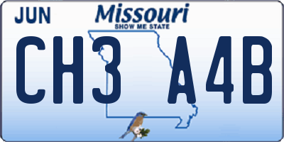 MO license plate CH3A4B