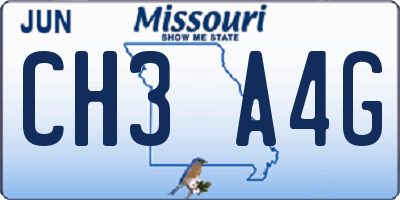 MO license plate CH3A4G