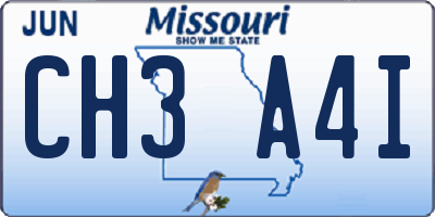 MO license plate CH3A4I