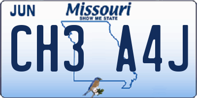 MO license plate CH3A4J