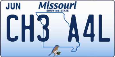 MO license plate CH3A4L