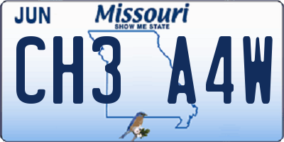 MO license plate CH3A4W