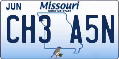 MO license plate CH3A5N