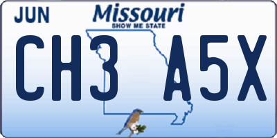 MO license plate CH3A5X