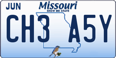 MO license plate CH3A5Y