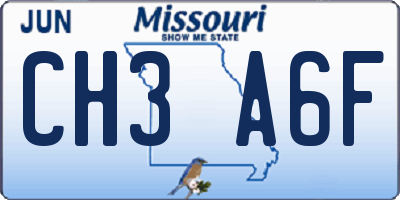 MO license plate CH3A6F