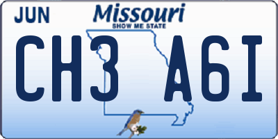 MO license plate CH3A6I
