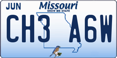 MO license plate CH3A6W