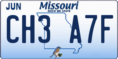 MO license plate CH3A7F