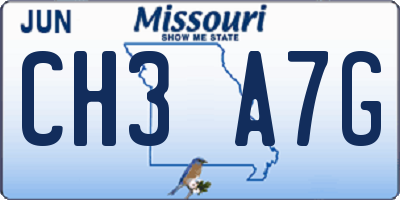 MO license plate CH3A7G