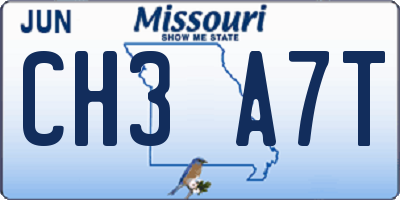 MO license plate CH3A7T