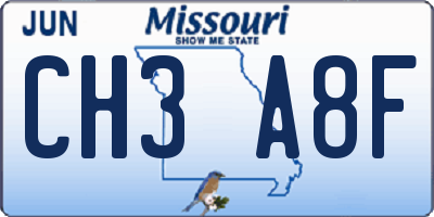 MO license plate CH3A8F