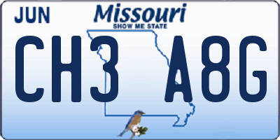 MO license plate CH3A8G