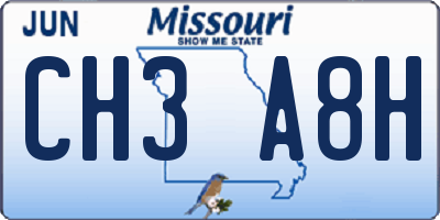 MO license plate CH3A8H