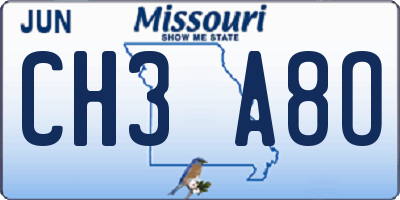 MO license plate CH3A8O