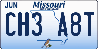 MO license plate CH3A8T