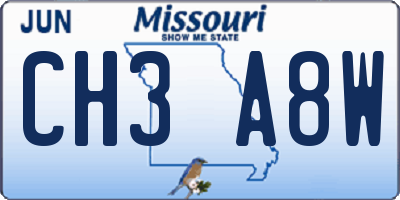 MO license plate CH3A8W