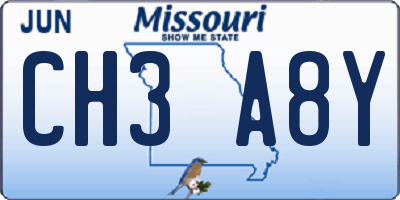 MO license plate CH3A8Y