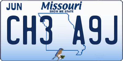 MO license plate CH3A9J