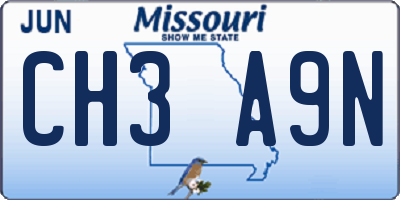 MO license plate CH3A9N