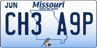 MO license plate CH3A9P