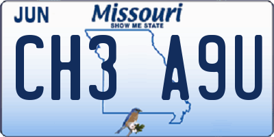MO license plate CH3A9U