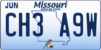 MO license plate CH3A9W