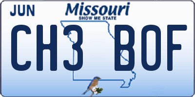 MO license plate CH3B0F