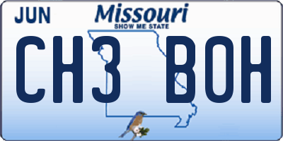 MO license plate CH3B0H