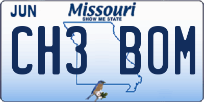 MO license plate CH3B0M