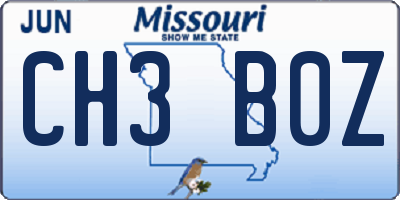 MO license plate CH3B0Z