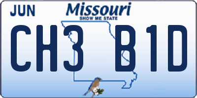 MO license plate CH3B1D