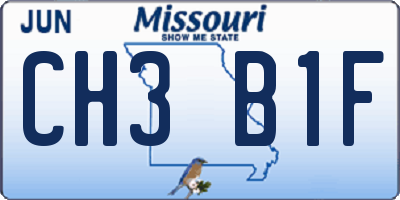 MO license plate CH3B1F
