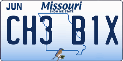 MO license plate CH3B1X