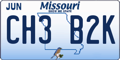 MO license plate CH3B2K