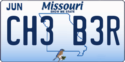 MO license plate CH3B3R