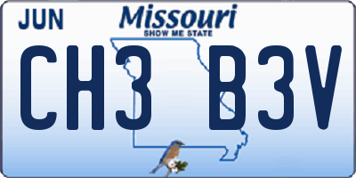MO license plate CH3B3V