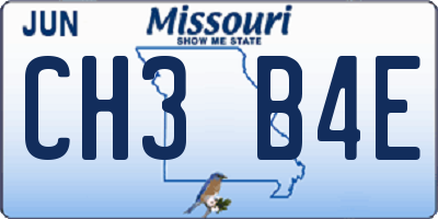 MO license plate CH3B4E