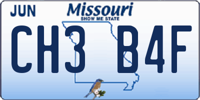 MO license plate CH3B4F