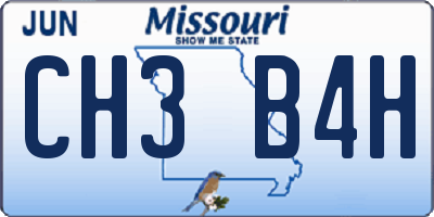 MO license plate CH3B4H
