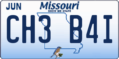MO license plate CH3B4I