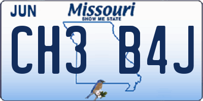 MO license plate CH3B4J