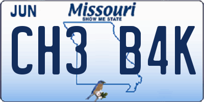 MO license plate CH3B4K